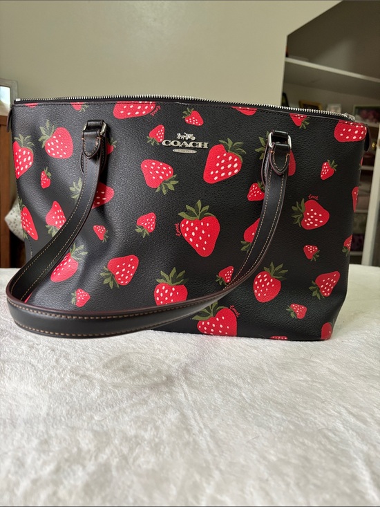 Coach Handbags - Coach Black Tote with Red Strawberry Print